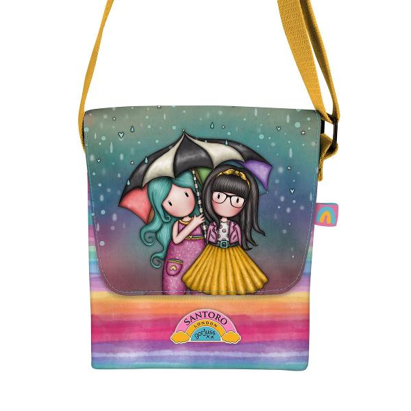 Practica si eleganta geanta de umar Santoro Gorjuss &ndash; Be Kind To Each Other este solutia perfecta pentru organizarea zilnica a lucrurilor tale esentialeDispune de un compartiment principal un compartiment mic si un buzunar cu fermoar in interior oferindu-ti spatiu pentru telefon portofel chei si alte obiecte mici Curea reglabila asigura un transport confortabil pe parcursul zileiCaracteristici- Compartiment principal si un compartiment 