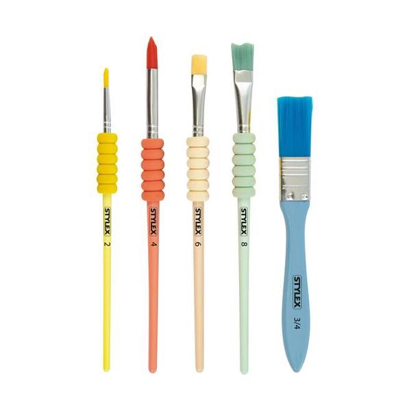 Set cu 5 pensule din lemn lacuit cu grip Stylex 35067