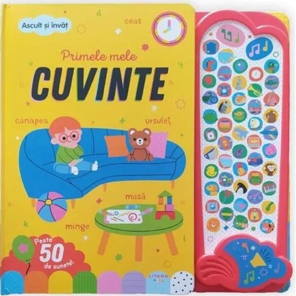 &bdquo;Ascult &537;i &icirc;nv&259;&539; Primele mele cuvinte este o carte interactiv&259; cu sunete special conceput&259; pentru cei mici care &icirc;i ajut&259; s&259; descopere lumea prin joac&259; Prin imagini viu colorate &537;i sunete realiste copiii &icirc;nva&539;&259; primele cuvinte &icirc;ntr-un mod distractiv &537;i intuitiv Fiecare pagin&259; &icirc;i &icirc;ncurajeaz&259; s&259; asculte s&259; recunoasc&259; &537;i 