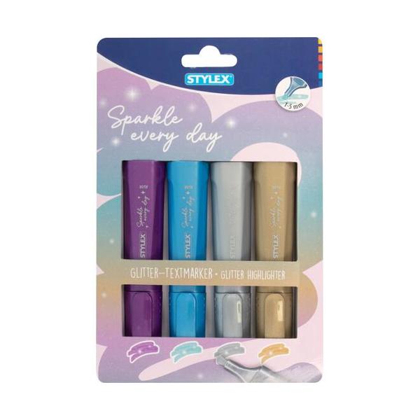 Eviden&539;iator cu glitter 4 buc&259;&539;i la setv&acirc;rf practic ideal pentru sublinierea fin&259; sau eviden&539;ierea textului