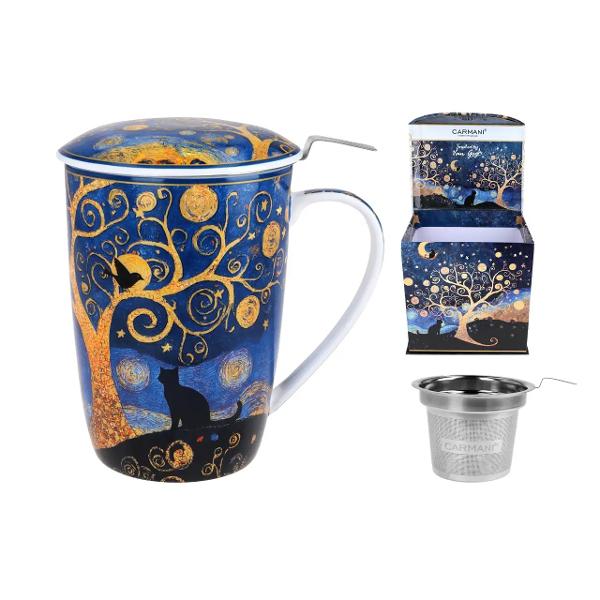 Can&259; elegant&259; din por&539;elan fin cu o capacitate generoas&259; de 600 ml inspirat&259; din stilul inconfundabil al picturilor lui Vincent van Gogh Designul artistic red&259; motive expresive &537;i culori vibrante specifice marelui pictor transform&acirc;nd fiecare moment de savurare a ceaiului &icirc;ntr-o experien&539;&259; plin&259; de inspira&539;ieCana este prev&259;zut&259; cu capac 