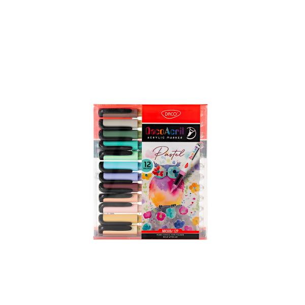 Adu un plus de rafinament proiectelor tale creative cu acest set de markere acrilice pastel prev&259;zute cu v&acirc;rf de pensul&259; flexibil pentru o aplicare lin&259; &537;i precis&259; Ideal pentru pictur&259; decor &537;i caligrafie fiecare marker ofer&259; un flux constant de cerneal&259; pe baz&259; de ap&259; perfect pentru detalii delicate &537;i finisaje eleganteCaracteristici produsSet de 12 culori pastel 