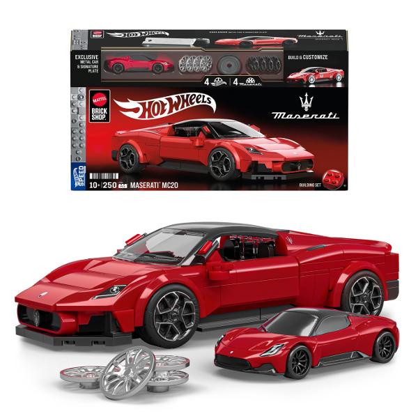 Setul HOT WHEELS MASERATI MC20 aduce impreuna eleganta legendarei marci Maserati si creativitatea constructiei cu piese oferind o experienta premium pentru pasionatii de supercaruri si colectionarii Hot Wheels Pachetul include o masina metalica exclusiva MC20 insotita de o placa semnatura precum si un set de constructie format din 250 de piese cu ajutorul carora poti construi un model impresionant al celebrului supercar italian Designul rafinat liniile aerodinamice si detaliile realiste 
