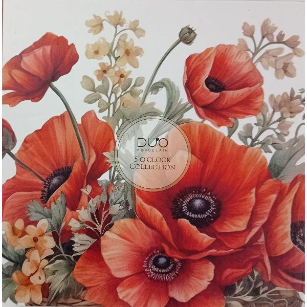 Set de dou&259; farfurii pentru desert MACI din colec&539;ia Flower Classic realizat din por&539;elan New Bone China caracterizat printr-o culoare alb-crem natural&259; cu o str&259;lucire delicat&259; &537;i o rezisten&539;&259; &537;i durabilitate excep&539;ionale men&539;in&acirc;nd &icirc;n acela&537;i timp lejeritatea &537;i fine&539;eaLinia este decorat&259; cu flori colorate precum narcise 