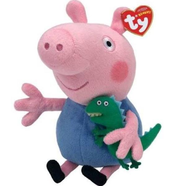 Jucarie de plus TY Beanie Babies - personajul George din PEPPA PIG 15cm TY 46130