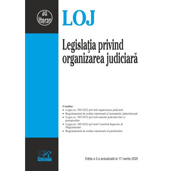 &diams; Legea nr 3042022 privind organizarea judiciar&259;&diams; Regulamentul de ordine interioar&259; al instan&539;elor judec&259;tore&537;ti&diams; Legea nr 3032022 privind statutul judec&259;torilor &537;i procurorilor&diams; Legea nr 3052022 privind Consiliul Superior al Magistraturii&diams; Regulamentul de ordine interioar&259; al parchetelorActele normative incluse &icirc;n edi&539;ia 2026 au fost consolidate prin Legea nr 