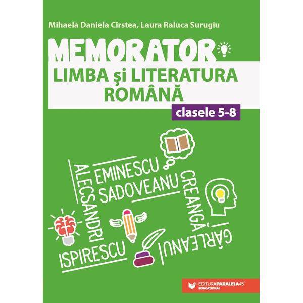 Conceput&259;&nbsp;&icirc;n format de buzunar lucrarea se adreseaz&259;&nbsp;elevilor claselor V-VIII reprezent&acirc;nd at&acirc;t un suport teoretic bine sistematizat necesar &icirc;n preg&259;tirea de zi cu zi a orelor de limba &537;i literatura rom&acirc;n&259; c&acirc;t &537;i unul informa&539;ional de baz&259;&nbsp;pentru preg&259;tirea evaluarilor curente &537;i a examenului de evaluare na&539;ional&259;Memoratorul respect&259;&nbsp;con&539;inutul 