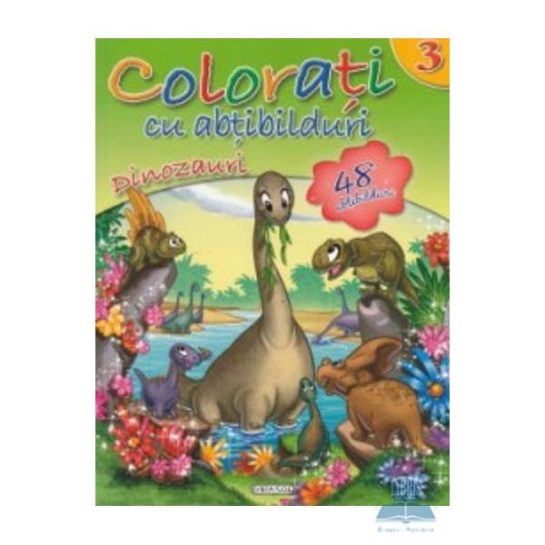 Colorati cu abtibilduri 3 Dinozauri