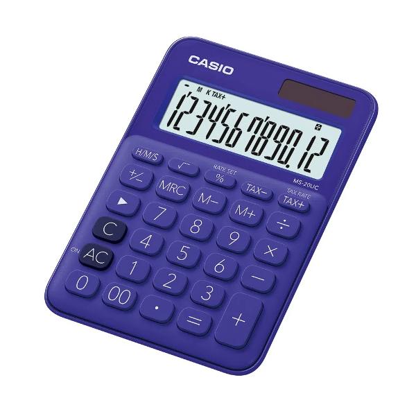 Calculator de birou Casio MS-20UC 12 digitsCalculatorul are un design elegant ecran LCD cu 12 digits iar tastele prezinta semnele de comanda a functiilor Caracteristici - Ecran mare de 12 cifre cu semne de comanda a functiilor- Alimentare in doua moduri- Taste de plastic- Tasta rotunjirep 