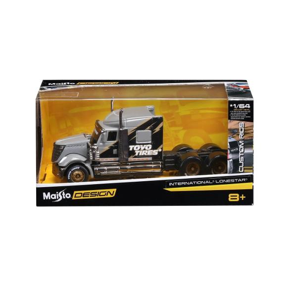 Produsul se vinde individual si nu se poate alege un anumit modelPachetul contine 1 x&nbsp;camion scara 164NotaAcest produs este disponibil in mai multe modeleProdusul se vinde individualLivrarea modelului se va realiza in mod aleatorNu se poate alege un anumit modelCamion Metalic Maisto Custom Rings 