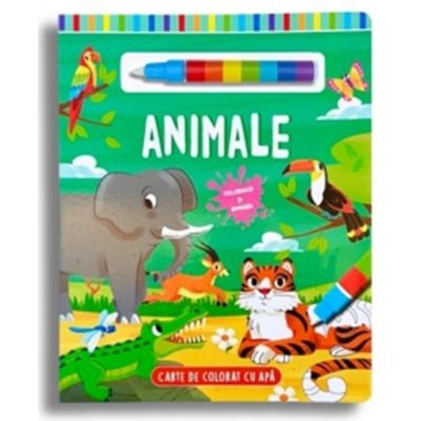 Animale Coloreaza cu apa si numara