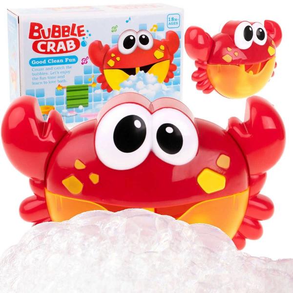 Transforma baia copilului tau intr-o experienta plina de distractie cu Jucaria de Baie &ndash; Crab cu Baloane de Sapun  Aceasta jucarie adorabila creeaza baloane de sapun canta melodii vesele si va face fiecare baie o aventura de neuitat Generator de spuma  Crabul adorabil elibereaza baloane de sapun in timp ce canta o melodie vesela captivand atentia copiilor si transformand baia intr-o activitate plina de bucurie Usor de utilizat  Tot ce trebuie sa faci este sa adaugi lichid de baie 