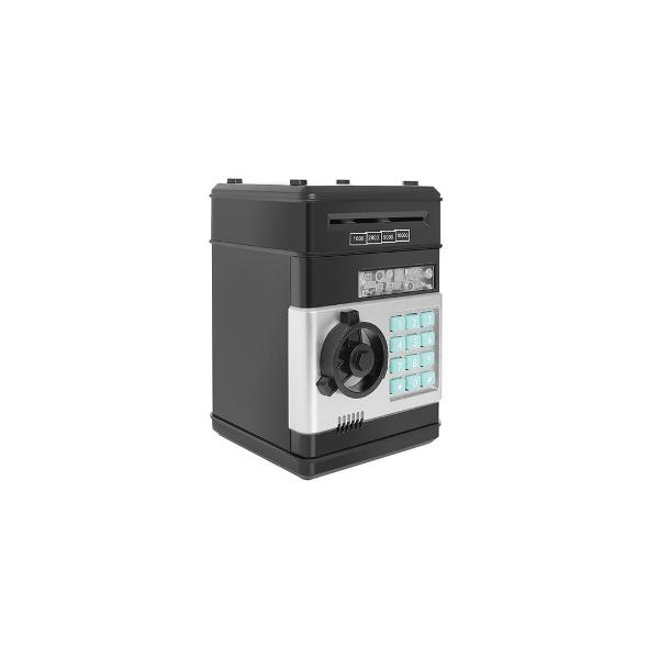 Pusculita mare pentru bancnote cu cod PIN de tip seif cu sunete si lumini Economisirea devine mai distractiva si interactiva cu Pusculita pentru copii Tip Seif  dotata cu blocare electronica cu PIN  functie de tragere automata a bancnotelor si efecte de sunet si lumina  Aceasta pusculita inteligenta ii ajuta pe copii sa isi dezvolte bunele obiceiuri financiare oferindu-le in acelasi timp o experienta realista de securizare a economiilor Caracteristici si Beneficii &oelig; Blocare 