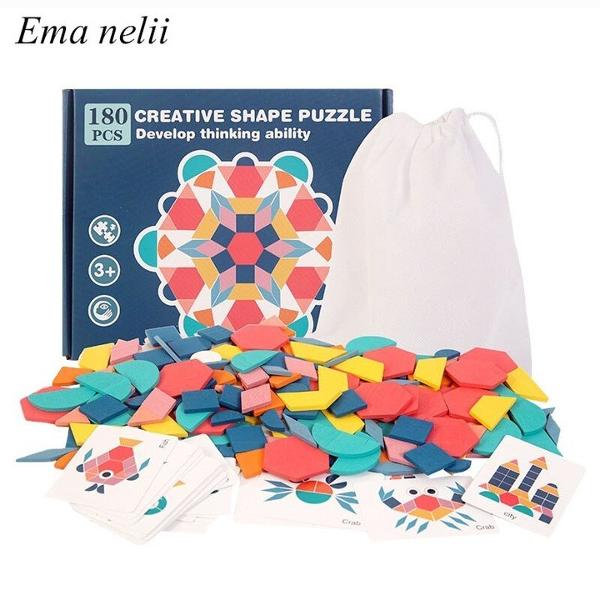 Joc Tangram din lemn cu 180 piese si nenumarate modalitati de joaca educativaForme geometrice frumos colorate din lemn vopsite in culori pe baza de apa un joc sigur si educativ dezvolta rabdarea creativitatea gandirea logicaPerfect pentru a fi jucat impreuna cu alti copiiTangram este un joc traditional chinezesc in care jucatorul creaza diverse forme avand la dispozitie forme geometrice de bazaEste un joc ideal pentru stimularea 