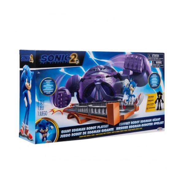 Set de joaca din filmul Sonic the Hedgehog 2 Lupta pentru a invinge robotul Giant Eggman al lui Robotnik cu acest set de joaca bazat pe scena finala din filmul Sonic 2 Setul include o figurina Super Sonic exclusiva de 6 cm Misca bratele pentru a zdrobi adversarul Foloseste puntea pentru a lansa figurina Super Sonic si a-l invinge pe robotul Giant Eggman Setul de joc include robotul Giant Eggman un pod si o figura de actiune Super Sonic Recomandat copiilor de la 3 ani in sus
