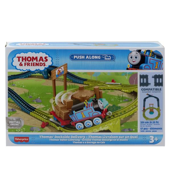 Micii mecanici de locomotiva se pot bucura de joc cu impins alaturi de personajele preferate din serialul Thomas &amp Friends cu aceste seturi de sine si tren de la Fisher-Price Cu personaje populare precum Thomas Percy si Diesel fiecare set de sine include o locomotiva din metal plus multa joaca de curse si livrare de marfa Copiii pot colectiona si pot conecta aceste sine pentru a crea aventuri feroviare Thomas &amp Friends si mai mari Fiecare se vinde separat in limita 