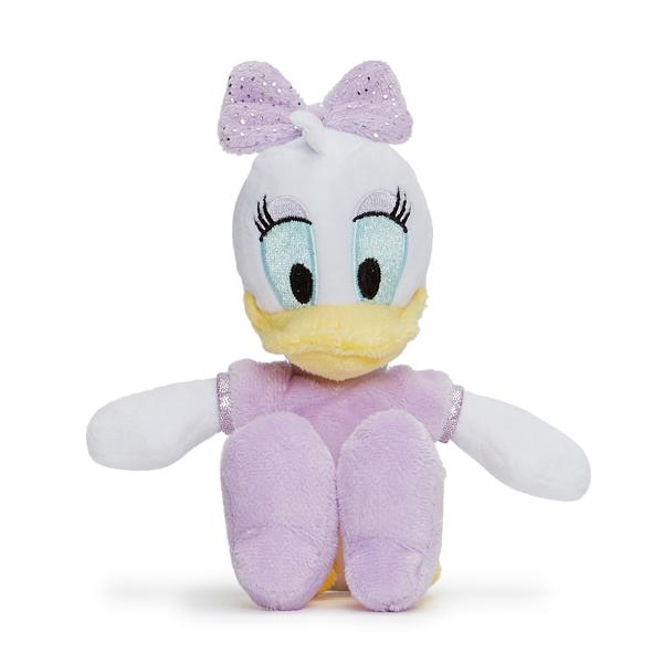 Daisy Duck este prietena lui Donald Duck Este o ratusca alba cu gene mari si penele din coada indoite pentru a sugera o fusta De obicei poarta o funda pe cap Are o simpatie puternica pentru Donald desi este adesea caracterizata ca fiind mai sofisticata decat el Acesta jucarie de plus este fabricata dintr-un material de calitate rezistent si in conformitate cu cerintele de calitate Disney Dimensiunea ei este de 20 de centimetri