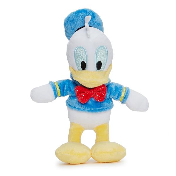 Donald Duck un indragit personaj Disney este o rata alba cu un cioc si picioare galbene-portocalii De obicei poarta o camasa de marinar o bereta precum si un papion rosu dar nu si pantaloni Trasatura care l-a facut pe Donald faimos a fost personalitatea sa si temperamentul sau exploziv Donald a fost onorat oficial ca al treilea cel mai popular personaj din toate timpurile Acesta jucarie de plus este fabricata dintr-un material de calitate rezistent si in conformitate cu cerintele de 