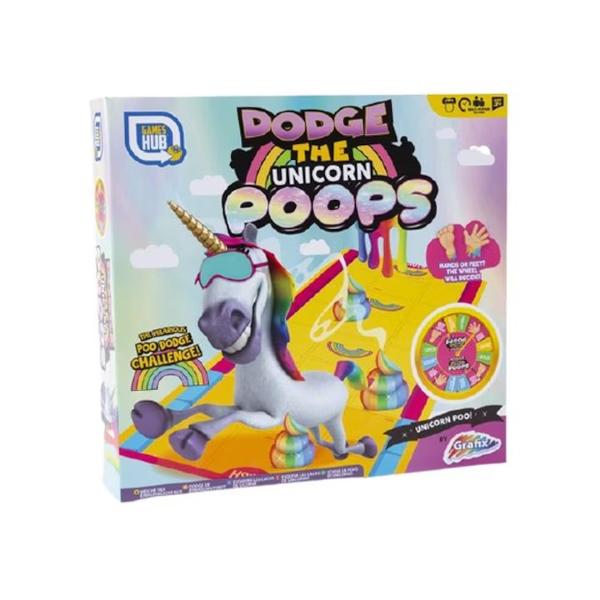 Joca-te impreuna cu prietenii tai amuzantul joc DODGE THE UNICORN POOPContinut Covor de plastic Unicorn Poop  Curcubeu