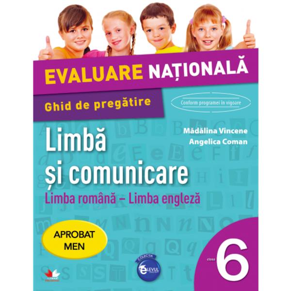 Ghidul de preg&259;tire pentru Evaluarea Na&539;ional&259; – Limb&259; &351;i comunicare Limba român&259; &537;i Limba englez&259; clasa a VI-a cuprinde- 20 de teste pentru a te preg&259;ti în vederea sus&539;inerii Evalu&259;rii Na&539;ionale de la sfâr&537;itul clasei a VI-a- sugestii de rezolvareCaiet de evaluare pentru Evaluarea Na&539;ional&259; – Limb&259; &351;i 