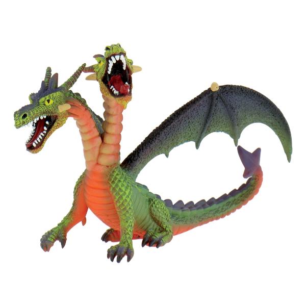 Figurina Dragon Verde Cu 2 Capete 13 cm