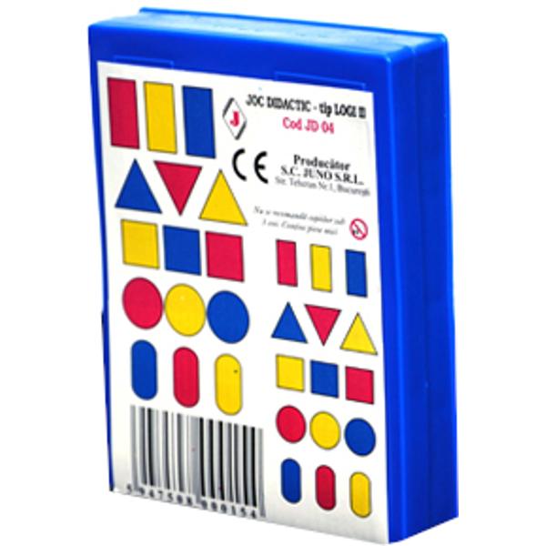Categorie Jocuri didacticeDetalii Acest joc este desitnat copiilor prescolari si scolari clasa I pentru jocuri organizate in grupe restranse sau activitati cu caracter individualCu ajutorul lor copiii isi dezvolta o larga gama de aptitudini cum ar fi atentie imaginatie gandireindemanareincredere etc Jocul contine principalele figuri geometrice plane  dreptunghi patrat triunghi cerc si oval  la marimi si grosimi diferiteVarsta recomandata 5-7 ani