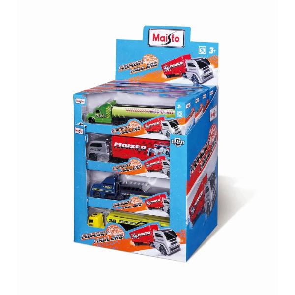 Highway Haulers reprezinta o colectie impresionanta de camioane de transport de inalta calitate fiecare model fiind o replica detaliata a vehiculelor reale Aceasta colectie este perfecta pentru pasionatii de camioane colectionari si copii care iubesc vehiculele puterniceFiecare camion are o cabina meticulos proiectata cu detalii realiste si un transportor diferit adaptat pentru diverse tipuri de incarcaturiCamioanele sunt realizate din metal turnat sub presiune 