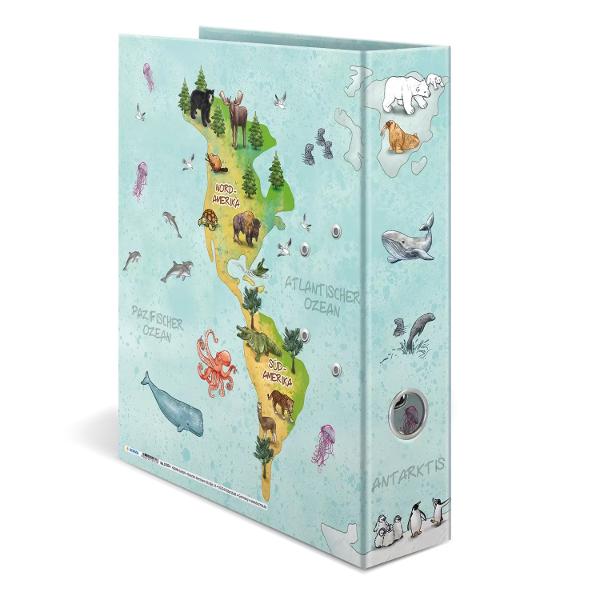 Biblioraftul cu motive Harta lumii este a&537;a cum sugereaz&259; &537;i numele imprimat cu o hart&259; a lumii &icirc;ntr-un design vesel si colorat De asemenea prezint&259; o varietate de animale de pe diferite continente &537;i oceane Apropo motivul este disponibil &537;i ca sub&539;ire de birou Fi&537;ierul este conceput special pentru cei mici fabricat dintr-un material rezistent cu culori str&259;lucitoare &537;i un motiv dr&259;gu&539; Perfect pentru depozitarea 