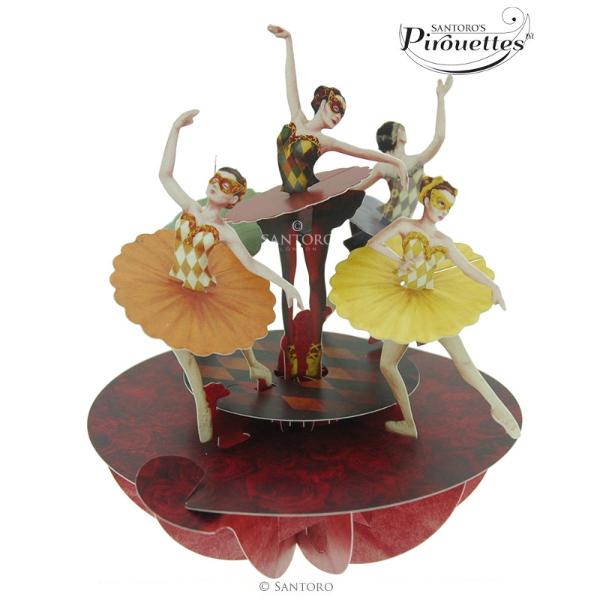 Felicitare 3D Pirouettes Santoro Ballet -Balerine&160;Felicitarea 3D Pirouettes Santoro-Balerine te asteapta sa descoperi gratia si eleganta miscarii intr-o perspectiva unica la 360&730; cu o inedita paleta cromatica in tonuri tomnatice Alege sa aduci la viata gingasia sentimentelor proprii cu ajutorul unei&160;felicitari 3D editie limitata care se deschide prin simpla rotire a manerului in jurul bazei felicitarii si adu mai multe&160; zambete in viata ta Urarile tale pot fi scrise pe 