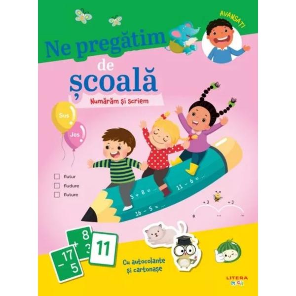 O carte cu activit&259;&539;i distractive &537;i exerci&539;ii de scriere &537;i num&259;rare care include cartona&537;e suplimentare pentru exersare La final autocolantele devin o recompens&259; atractiv&259;&nbsp;