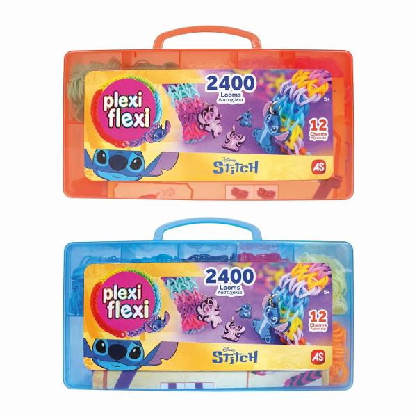 Set creativ Plexi Flexi Stitch perfect pentru copiii pasionati de artizanat si accesorii colorate Acest kit le permite sa creeze bratari inele si alte accesorii unice pe care le pot personaliza cu elemente inspirate de persoana preferata Stitch pentru un rezultat original si plin de stil Activitatea stimuleaza creativitatea imaginatia si indemanarea oferind o experienta distractiva si educativa in acelasi timp Setul este disponibil in doua culori moderne si vine intr-o cutie 