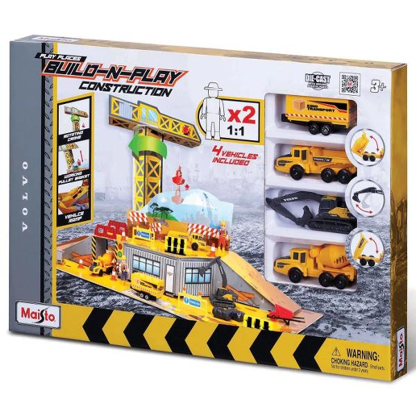 Set de joaca modular Constructie cu 4 Vehicule Incluse conceput pentru a recrea scenarii realiste din viata de zi cu zi precum ferma sau santierul de constructii Produsul combina elemente de constructie din carton rigidplastic cu vehicule die-cast oferind o experienta completa de joaca si interactiune Structura este gandita pentru asamblare rapida si reutilizare permitand copilului sa construiasca si sa reorganizeze spatiul de joaca de fiecare data diferita Seturile includ accesorii 