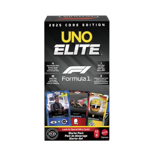 Jocul de carti UNO Elite Formula 1 2025 Core Edition aduce adrenalina curselor direct in mainile tale combinand regulile clasice UNO cu tematica spectaculoasa din lumea Formula 1 Acest starter pack include un pachet UNO complet alaturi de booster packs si carti speciale inspirate de piloti si masini celebre oferind o experienta competitiva de dinamica Designul premium si grafica moderna transforma fiecare runda intr-o cursa plina de strategie si surprize unde fiecare carte jucata poate 