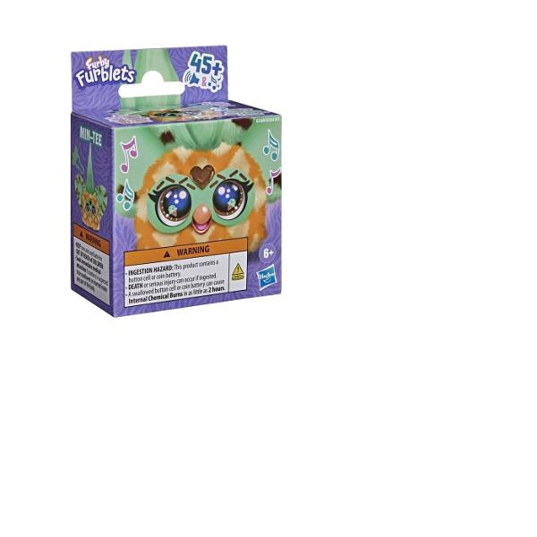 Jucarie interactiva tip Furblets MIN TEE compacta si usor de transport conceputa pentru distractie rapida si interactiune muzicala Produsul reda peste 45 de sunete si efecte audio oferind o experienta dinamica prin activarea diferitelor functii tactile Designul colorat si expresiv atrage atentia iar dimensiunea redusa permite utilizarea oriunde acasa sau in deplasare Este realizat din materiale rezistente potrivite pentru utilizare frecventa Produsul functioneaza pe baza de baterie tip 