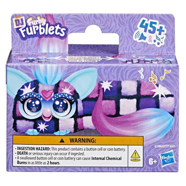 Jucarie interactiva din gama Furby Furblets DIS CO DAZZ conceputa pentru distractie muzicala si interactiune dinamica Produsul are un design compact si colorat cu blanita moale si detalii expresive fiind usor de transport si utiliza oriunde Jucaria este echipata cu peste 45 de sunete si efecte muzicale oferind o experienta variata prin activarea diferitelor functii Interactioneaza prin atingere si manipulare raspunzand cu sunete amuzante si melodii stimuland imaginatia si curiozitatea 