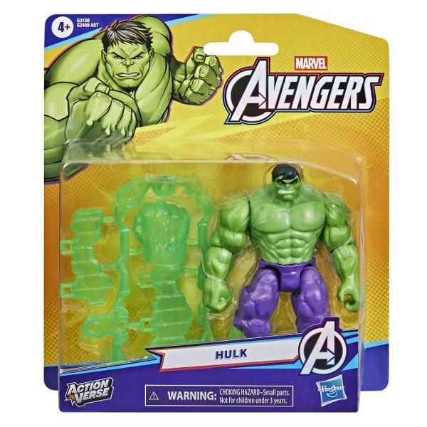 Copiii isi pot imagina actiune si aventura care salveaza lumea cu jucariile Marvel Avengers ActionVerse de la Hasbro Ofera timpului de joaca un impuls puternic cu aceste figurine dotate cu 9 puncte de articulatie pentru joaca si expunere pozitionabile Fiecare figurina de actiune Super Hero ActionVerse de 114 cm vine cu mai multe accesorii detasabile inspirate de personaje precum si un suport reutilizabil pentru depozitarea accesoriilor Copiii cu varsta de 4 ani si peste vor adora sa-si 
