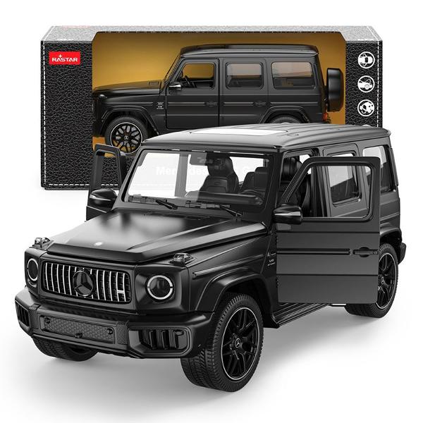 Masinuta are proportiile ideale pentru momente pline de distractie si amuzament avand dimensiunile in centimetri dupa cum urmeaza  1888453 Masinuta metalica Mercedes Amg G63 Negru scara 1 la 24 are anvelope de cauciuc si un design detaliat interior-exterior realizat din materiale metalice turnate cu accesorii realizate din material plastic de calitate superioara Copilul dumneavoastra se poate juca in voie cu masina metalica Mercedes Amg G63 Negru de la brandul international Rastar 