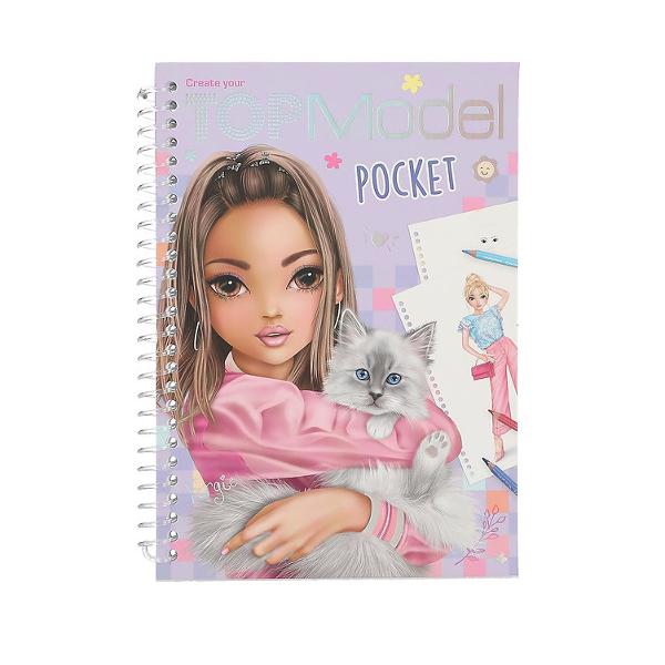 Modele cool &icirc;ntr-un format practic Cartea de colorat TOPModel Pocket cu copert&259; str&259;lucitoare are 120 de pagini cu figurine care pot fi create cu imagina&539;ie &537;i culori Include 1 foaie cu stickere cu accesorii la mod&259;