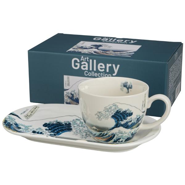 Set de mic dejun - cea&537;c&259; jumbo &537;i farfurie lung&259;&nbsp;&nbsp;MARELE VAL inspirat de Hokusai&nbsp;&nbsp;din&nbsp;&nbsp;colec&539;ia Art Gallery&nbsp; este realizat din por&539;elan de calitate superioara caracterizat printr-o culoare alb-crem natural&259; cu o str&259;lucire delicat&259; &537;i o 