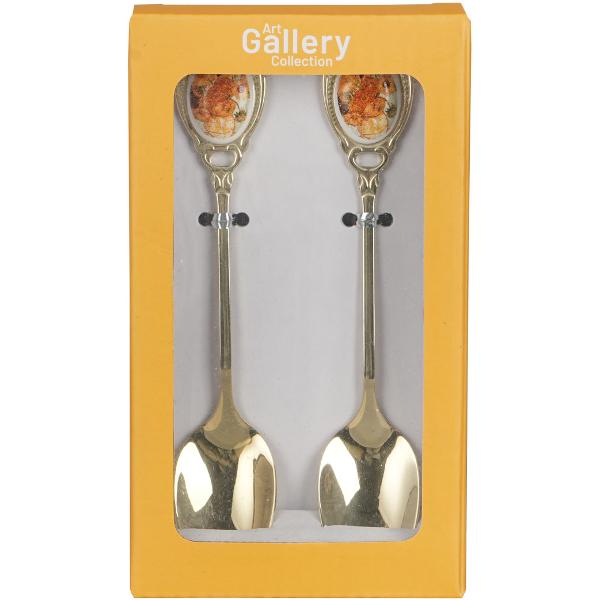 Set de 2 linguri aurii&nbsp;&nbsp;FLOAREA-SOARELUI inspirate de Van Gogh&nbsp;&nbsp;din&nbsp;&nbsp;Galeria de Art&259;Linia este decorat&259; cu o inspira&539;ie din &bdquo;Floarea-soarelui&rdquo; de Vincent van Gogh Tonurile calde transmit perfect caracterul picturiiVine &icirc;ntr-o cutie 