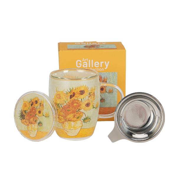 Cana din sticl&259; cu pere&539;i dubli &537;i infuzor de ceai din o&539;el inoxidabil&nbsp;&nbsp;FLOAREA-SOARELUI inspirat&259; de Van Gogh&nbsp;&nbsp;din&nbsp;&nbsp;Galeria de Art&259;&nbsp; este fabricat&259; din cristal f&259;r&259; plumb combin&acirc;nd elegan&539;a cristalului clasic cu siguran&539;a tehnologiei 