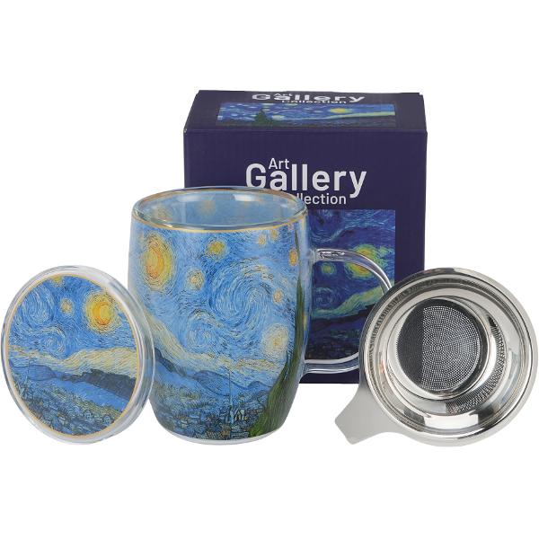 Cana din sticl&259; cu pere&539;i dubli &537;i infuzor de ceai din o&539;el inoxidabil&nbsp;&nbsp;inspirat&259; de pictura lui Van Gogh&nbsp;&nbsp;din colectia&nbsp;&nbsp;Galeria de Art&259;&nbsp; este fabricat&259; din cristal f&259;r&259; plumb combin&acirc;nd elegan&539;a cristalului clasic cu siguran&539;a tehnologiei 