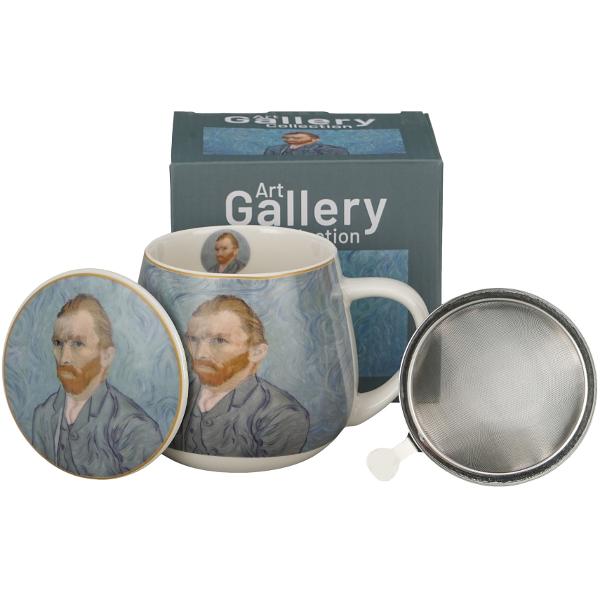 O can&259; cu infuzor de ceai &537;i capac&nbsp;&nbsp;PORTRETUL LUI Vincent Van Gogh&nbsp;&nbsp;din&nbsp;&nbsp;colec&539;ia Art Gallery&nbsp; este realizat&259; din por&539;elan de calitate superioara marcat de o culoare alb-crem natural&259; cu o str&259;lucire delicat&259; &537;i o rezisten&539;&259; &537;i durabilitate 