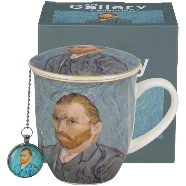 Can&259; cu infuzor de ceai metalic &537;i pandantiv&nbsp;PORTRET DE Vincent Van Gogh&nbsp;&nbsp;din&nbsp;&nbsp;colec&539;ia Galerie de Art&259;&nbsp; este realizat&259; din por&539;elan de calitate superioara caracterizat printr-o culoare alb-crem natural&259; cu o str&259;lucire delicat&259; &537;i o rezisten&539;&259; 