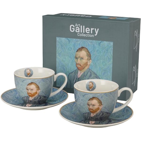 Un set de dou&259; ce&537;ti cu farfurioare&nbsp;&nbsp;PORTRETUL LUI Vincent Van Gogh&nbsp;&nbsp;din colectia&nbsp;Galeria de Art&259;&nbsp; este realizat din por&539;elan de calitate superioara caracterizat printr-o culoare alb-crem natural&259; cu o str&259;lucire delicat&259; &537;i o rezisten&539;&259; &537;i durabilitate 