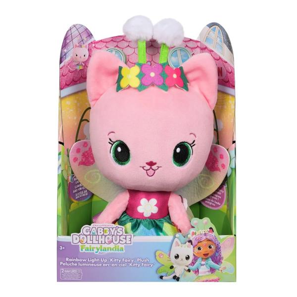 Descopera magia universului Gabbys Dollhouse cu adorabila jucarie de plus Zana Pisicuta din colectia Fairylandia un companion perfect pentru joaca si moment de poveste Cu un design delicat si culori pastelate aceasta figurina de plus impresioneaza prin detaliile atent realizate de la aripile inspirate din lumea zanelor pana la accesorii florale si expresia prietenoasa Realizata din materiale moi si placute la atingere jucaria este ideala pentru imbratisari si joaca zilnica Functia 