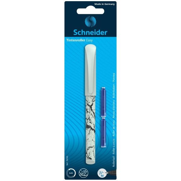 Rollerele Schneider Easy au un design minimalist geometric imprimat cu nuante bleu sau gri Scrisul fluent si frumos este garantat de compatibilitatea cu rezervele de cerneala Schneider&nbsp;&nbsp; Varf din otel inoxidabil Zona de prindere cu manson ergonomic Potrivit atat pentru dreptaci cat si pentru stangaci Corp din plastic rezistent Clip de prindere robust Echipat cu cartus de cerneala standard albastru 