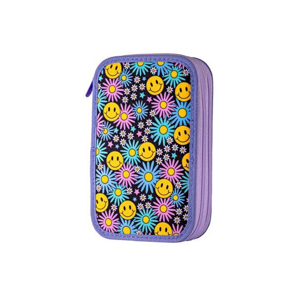Penar &537;colar dublu &ndash; model floral cu emoticoane compartimentatPenarul &537;colar dublu Flori &537;i Z&acirc;mbete este alegerea ideal&259; pentru fetele care &icirc;&537;i doresc un accesoriu vesel &537;i practic pentru organizarea rechizitelor Designul combin&259; margarete colorate cu emoticoane z&acirc;mbitoare oferind un aspect atractiv &537;i modern 