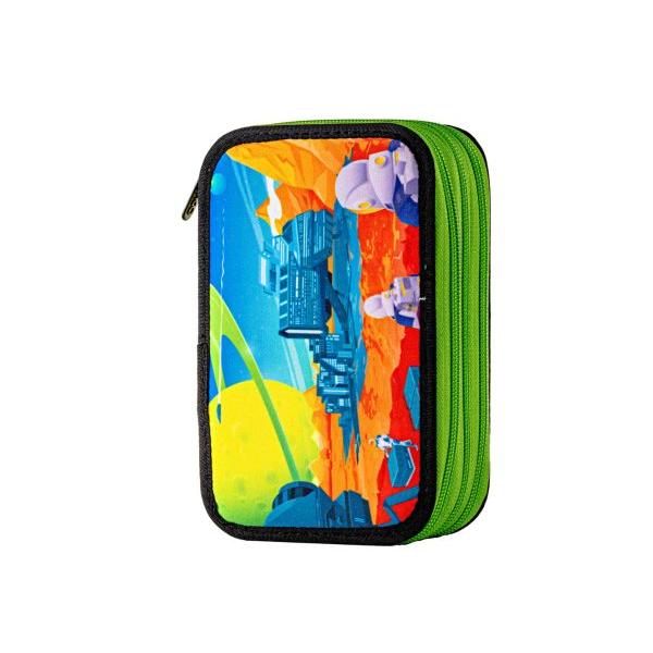 Penar &537;colar triplu &ndash; model futurist cu ora&537; &537;i nave spa&539;iale 3 compartimentePenarul &537;colar triplu Ora&537; Galactic este alegerea ideal&259; pentru copii pasiona&539;i de tehnologie spa&539;iu &537;i universuri futuriste Cu un design modern &537;i dinamic ilustr&acirc;nd un ora&537; futurist &537;i nave spa&539;iale acest penar 