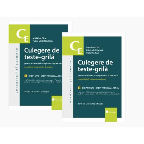 Prezentare Culegere de teste-gril&259; pentru admiterea &icirc;n magistratur&259; &537;i avocatur&259; &ndash; edi&539;ia a 7-a 2026Dac&259; v&259; preg&259;ti&539;i pentru admiterea &icirc;n magistratur&259; sau avocatur&259; cea mai eficient&259; metod&259; de studiu este testarea cuno&537;tin&539;elor prin rezolvarea subiectelor reale date la aceste concursuri &537;i examene Editura Hamangiu lanseaz&259; a&nbsp;&537;aptea 